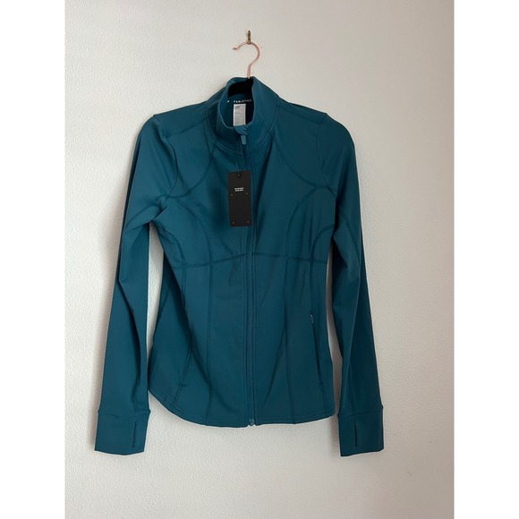 Fabletics Teal Define Jacket Athletic‎ Full Zip Thumb Holes Size M - Picture 2 of 4